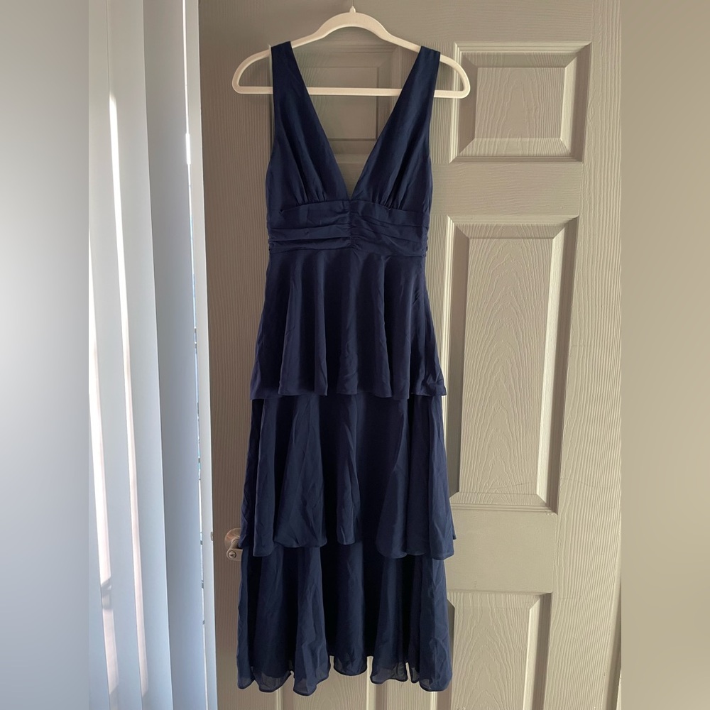 Lulu's Navy Blue Tiered Midi Dress